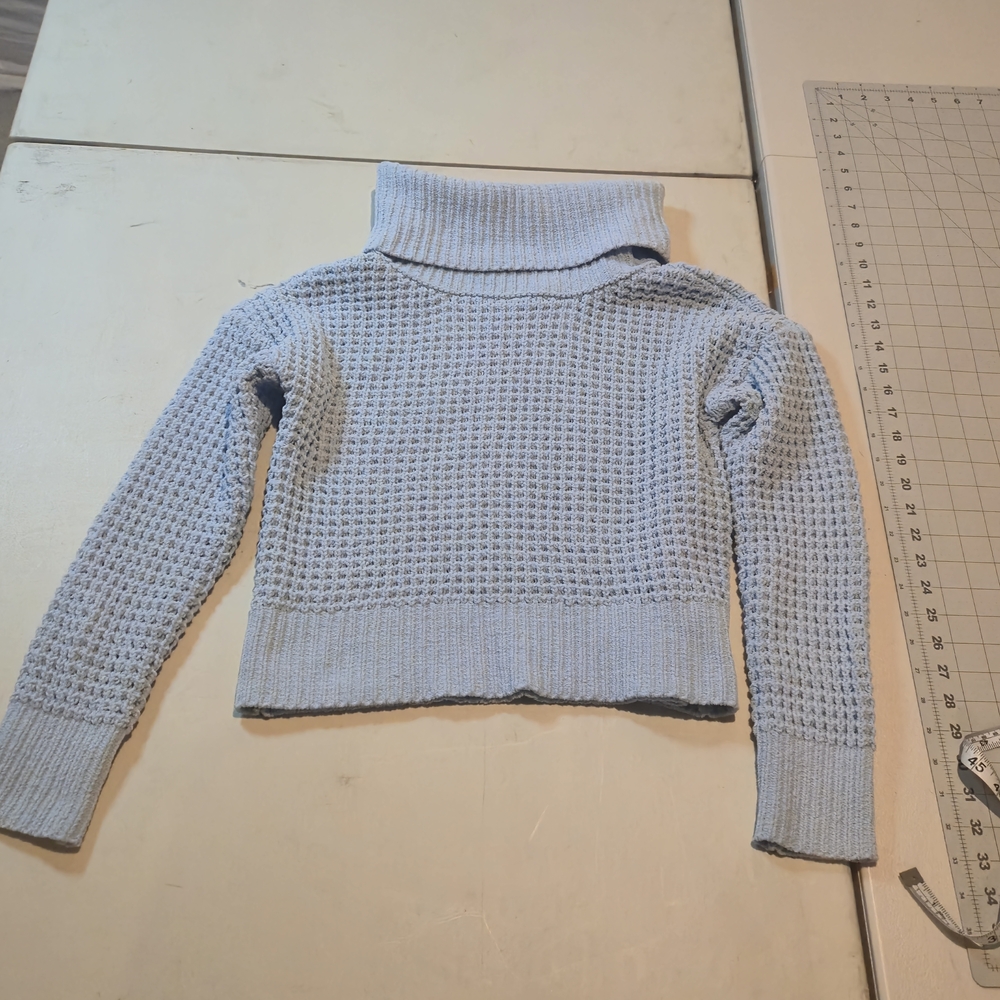 Almost Famous Sky Blue Textured Turtleneck Sweater